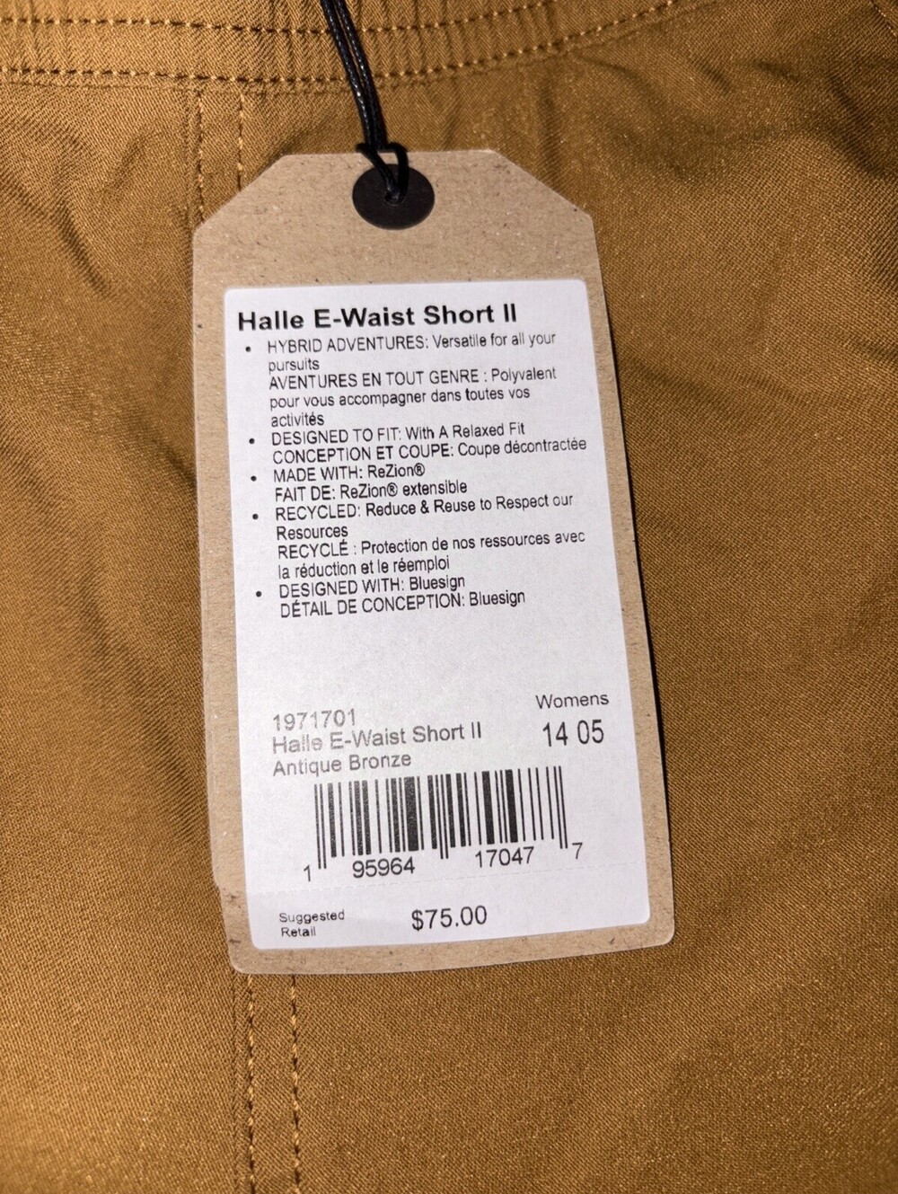 PrAna WOMENS HALLE SHORTS II SIZE 14 Antique Bronze 5” Inseam NWT $75 - Picture 2 of 10